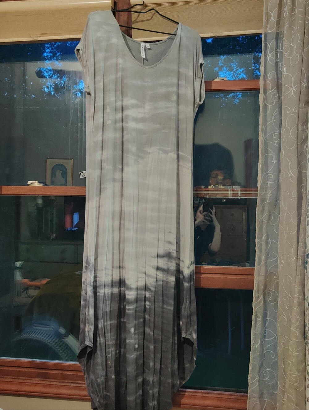 Cable & Gauge Gray Tie Dye Short Sleeve Maxi Dress Size L